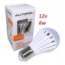 LAMPADA LED BULBO E27 12V 6W BRANCO 6500K AL653