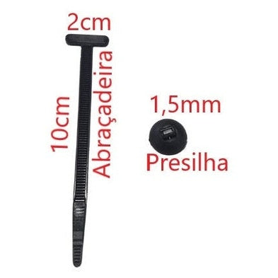 ABRAÇADEIRA T NYLON C/ FIVELA GRAVATA (10PÇS) PRETA P1455P